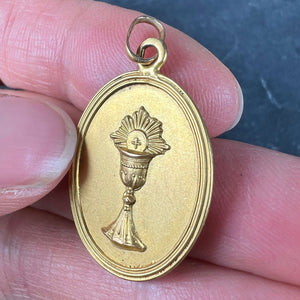 French First Communion 18K Yellow Gold Medal Pendant