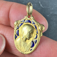 Load image into Gallery viewer, French Dropsy Virgin Mary Plique A Jour Enamel 18K Yellow Gold Charm Pendant
