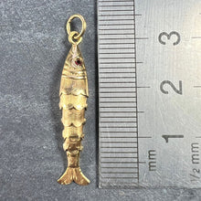 Load image into Gallery viewer, Yellow Gold Red Paste Articulated Flexible Fish Charm Pendant
