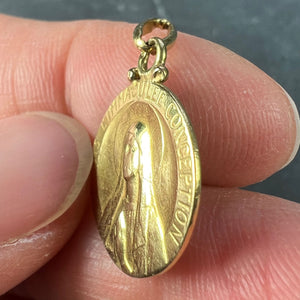 French Becker Virgin Mary 18K Yellow Gold Charm Pendant