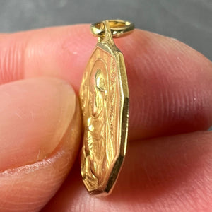 Italian Saint Therese 18K Yellow Gold Charm Medal Pendant