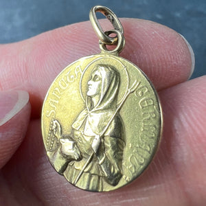 French Saint Germaine Germane 18K Yellow Gold Medal Pendant