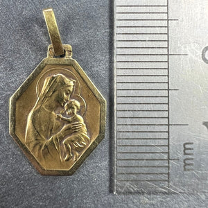 French Madonna and Child 18K Yellow Gold Medal Pendant