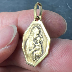 French Madonna and Child 18K Yellow Gold Medal Pendant