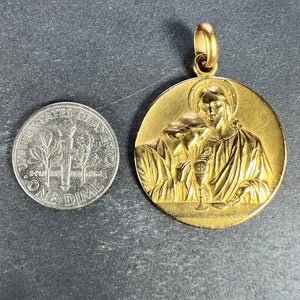 Large French Religious Jesus Christ Holy Communion 18K Yellow Gold Medal Pendant