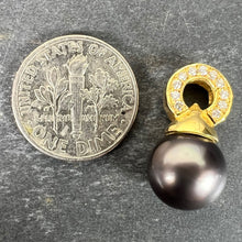 Load image into Gallery viewer, Vintage 18K Yellow Gold Tahitian Black Pearl Diamond Pendant
