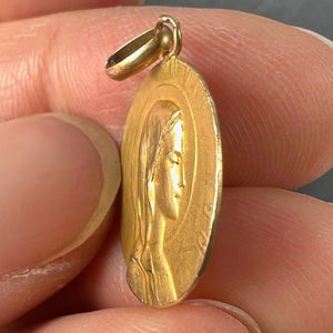 French 18K Yellow Gold Virgin Mary Virgo Virginum Medal Pendant