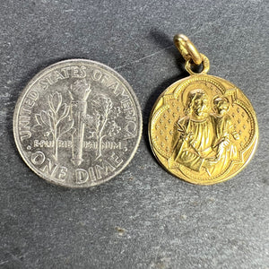 French Joseph and Jesus 18K Yellow Gold Medal Pendant