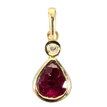Load image into Gallery viewer, Pear Shaped Ruby Diamond 18K Yellow Gold Charm Pendant
