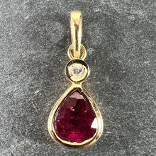 Load image into Gallery viewer, Pear Shaped Ruby Diamond 18K Yellow Gold Charm Pendant
