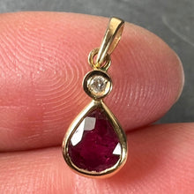 Load image into Gallery viewer, Pear Shaped Ruby Diamond 18K Yellow Gold Charm Pendant
