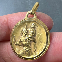 Load image into Gallery viewer, French Augis 18K Yellow Gold St Christopher Charm Pendant Medal
