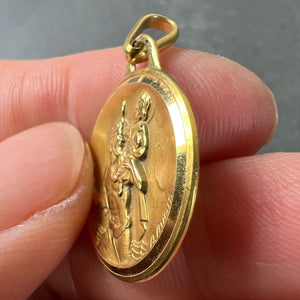 French Augis 18K Yellow Gold St Christopher Charm Pendant Medal