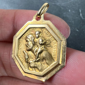 French Paul Brandt St Christopher 18K Yellow Gold Charm Pendant Medal