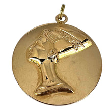 Load image into Gallery viewer, Large Italian Queen Nefertiti Bust 18K Yellow Gold Charm Pendant
