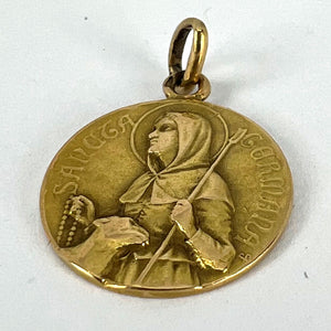 French Saint Germaine Germane 18K Yellow Gold Medal Pendant