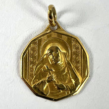 Load image into Gallery viewer, Italian Saint Therese 18K Yellow Gold Charm Medal Pendant
