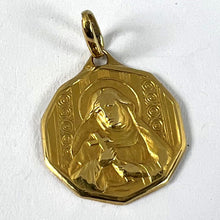 Load image into Gallery viewer, Italian Saint Therese 18K Yellow Gold Charm Medal Pendant
