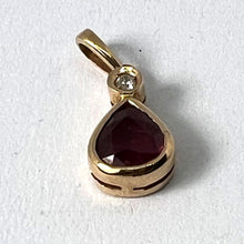 Load image into Gallery viewer, Pear Shaped Ruby Diamond 18K Yellow Gold Charm Pendant
