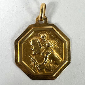 French Paul Brandt St Christopher 18K Yellow Gold Charm Pendant Medal