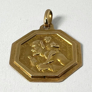 French Paul Brandt St Christopher 18K Yellow Gold Charm Pendant Medal