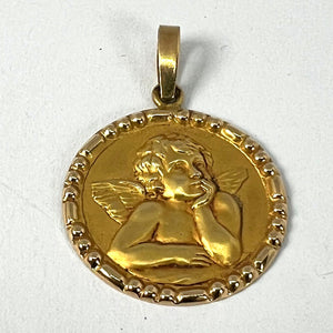 French Raphael’s Cherub 18K Yellow Gold Charm Medal Pendant