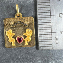 Load image into Gallery viewer, French Il Bat Pour Toi My Heart Beats For You 18K Yellow Gold Ruby Love Pendant
