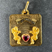 Load image into Gallery viewer, French Il Bat Pour Toi My Heart Beats For You 18K Yellow Gold Ruby Love Pendant
