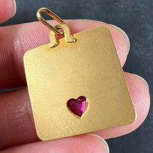 Load image into Gallery viewer, French Il Bat Pour Toi My Heart Beats For You 18K Yellow Gold Ruby Love Pendant
