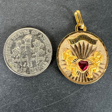 Load image into Gallery viewer, French My Heart Beats For You Il Bat Pour Toi 18K Yellow Gold Ruby Love Pendant
