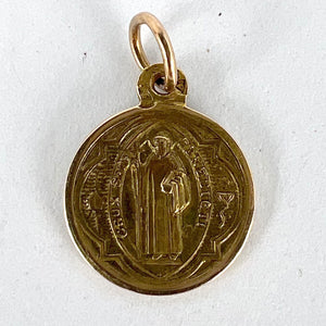 Small Saint Benedict Medal 18K Yellow Gold Charm Pendant