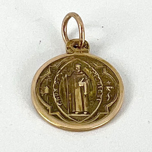 Small Saint Benedict Medal 18K Yellow Gold Charm Pendant