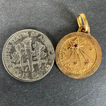 Load image into Gallery viewer, Vintage French Lucky Star of Love 18K Yellow Gold Ruby Charm Pendant
