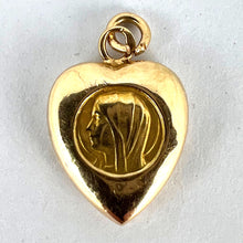 Load image into Gallery viewer, French Puffy Heart Virgin Mary 18K Yellow Gold Charm Pendant
