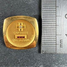 Load image into Gallery viewer, Augis French Plus Qu’Hier Ruby Diamond 18K Yellow Gold Love Charm Pendant
