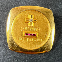 Load image into Gallery viewer, Augis French Plus Qu’Hier Ruby Diamond 18K Yellow Gold Love Charm Pendant
