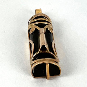 Tiki Mask Touch Wood 14K Rose Gold Good Luck Charm Pendant