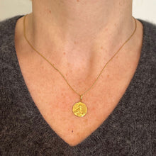 Load image into Gallery viewer, Italian Saint Therese 18K Yellow Gold Charm Medal Pendant
