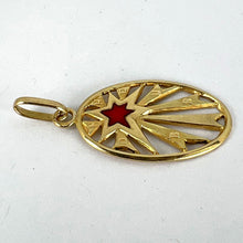 Load image into Gallery viewer, French Bonheur Lucky Star Good Luck 18K Yellow Gold Enamel Charm Pendant
