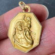 Load image into Gallery viewer, Vintage French Perroud Saint Christopher 18K Yellow Gold Octagonal Medal Pendant
