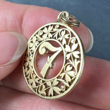 Load image into Gallery viewer, Lucky &#39;Number 7&#39; Four Leaf Clover 18K Yellow Gold Good Luck Charm Pendant
