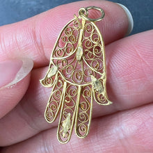 Load image into Gallery viewer, French Hamsa Hand Protective 18K Yellow Gold Charm Pendant
