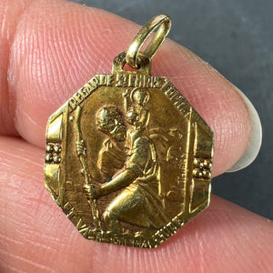 French Thiery Saint Christopher Triumph of Speed 18K Yellow Gold Charm Pendant