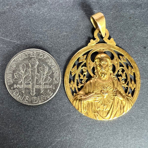 French Lavrillier Sacred Heart Madonna and Child 18K Yellow Gold Medal Pendant