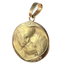 Load image into Gallery viewer, French Monier Love Heart &#39;Le Coeur Ne Vieillit Jamais&#39; 18K Yellow Gold Medal Pendant
