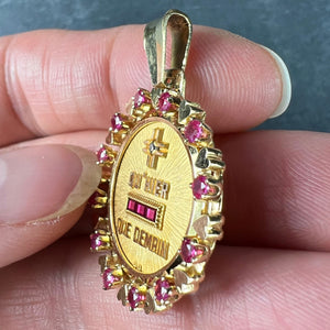 Vintage French Augis Plus Qu’Hier Heart Halo 18K Yellow Gold Love Medal Pendant