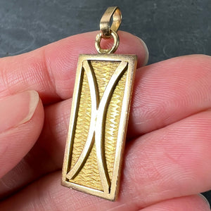 French 18K Yellow Gold Zodiac Pisces Symbol Charm Pendant