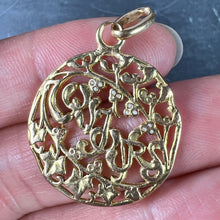 Load image into Gallery viewer, French Toujours Love Mistletoe Ivy 18K Yellow Gold Charm Pendant
