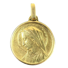 Load image into Gallery viewer, French Dropsy Virgin Mary 18K Yellow Gold Religious Medal Pendant
