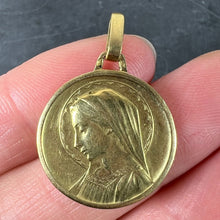 Load image into Gallery viewer, French Dropsy Virgin Mary 18K Yellow Gold Religious Medal Pendant
